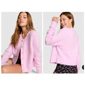 PINK Victoria Secret Lady Cardigan Coquette Femenine Y2K 90 Oversized Cropped